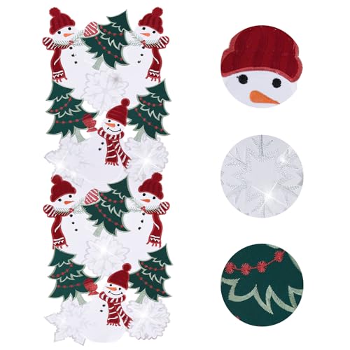 YINFUNG Christmas Snowman Table Runner 13x36 Inches Embroidered Holiday Decor