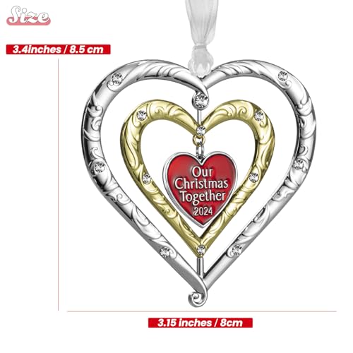 GUOER Heart Metal Christmas Ornament 2024 with Rotating Double-Sided Design (Gift Box)