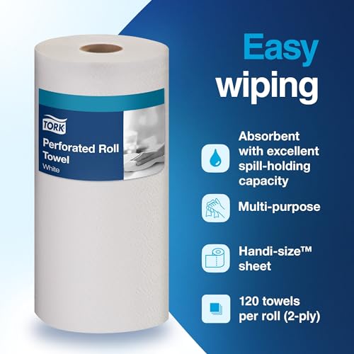 Small Perforated Paper Towel Roll - 30 Pack, 120 Sheets, Compostable, White