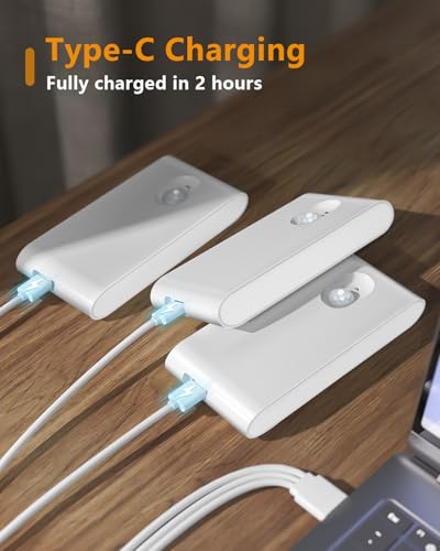 WILLED Rechargeable Motion Sensor Night Light 6 Pack - Indoor Warm White Pathway & Stairway Lighting, Magnetic & Easy Install