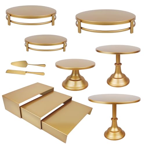 Gold Dessert Table Display Set - 11PCS Cake Stand & Riser Set for Weddings & Parties - Variation GOLD-A