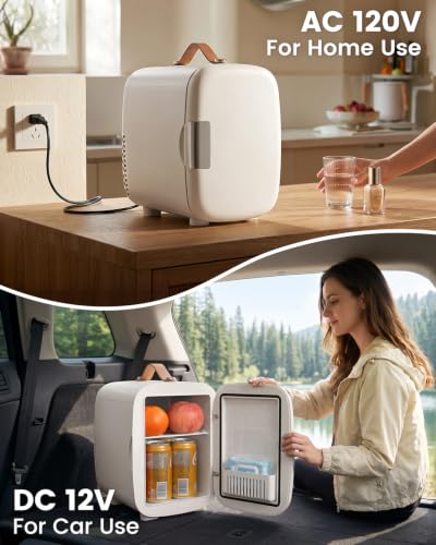 FANSEXPERT White Portable Mini Cosmetic Fridge 4L Skincare & Food Cooler & Warmer