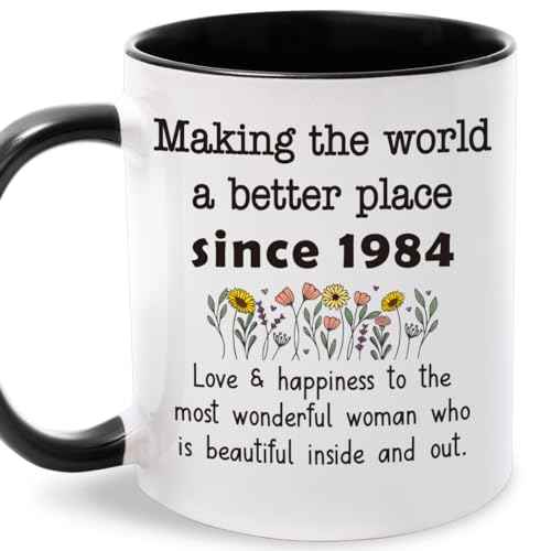 LEJIAJINW 41st Birthday Gifts Women 40 Year Old Birthday Presents for Her, Vintage 1984 Birthday Decorations for Mom Sister Friends 41st Coffee Mug