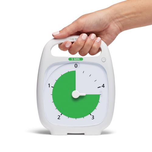 5-Minute Visual Timer for Desk - Silent Countdown Timer with Handle, Classroom & Office Use - White 5-1/2 x 7 in