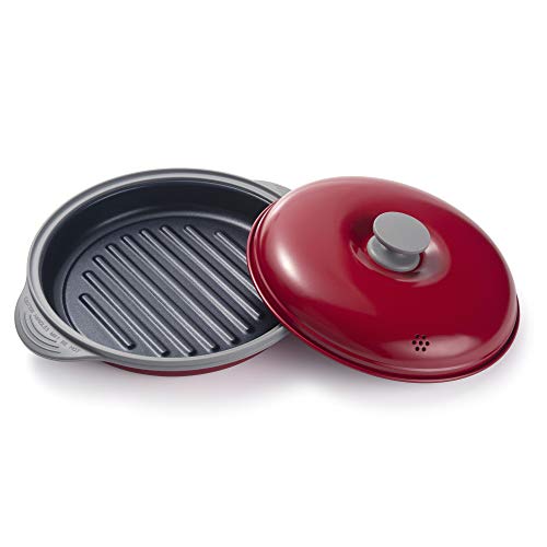 Microwave Grill Pan with Lid - Crispy Food Crisper & Griddle for Microwave Cooking