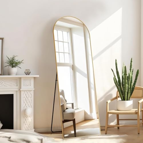 Aidoly 16x59-Inch Gold Arched Full Length Mirror Wall Mount or Floor Standing