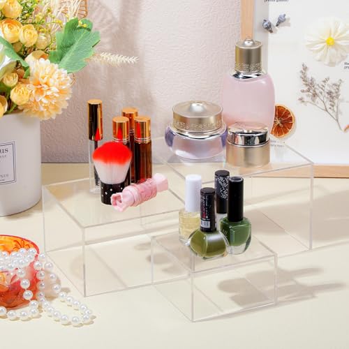 Clear Acrylic Risers Cube Stands Set of 6 - 3 to 8 Inch Square Display