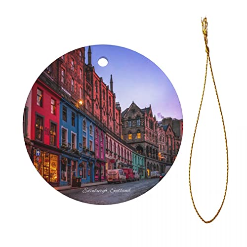 Devonart Edinburgh Scotland Ceramic Ornament - 3" Round Travel Souvenir, Christmas Gift
