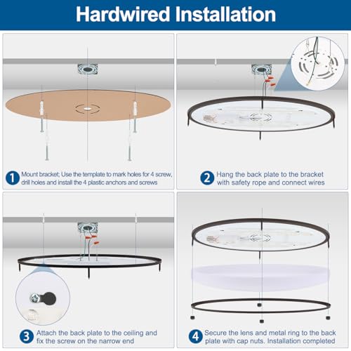 DAKASON 24-Inch Oval LED Flush Mount Ceiling Light Fixture - Oil Rubbed Brown