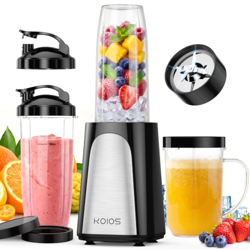 Black KOIOS 1000W Smoothie Blender 15-in-1 Set with Twist-Press Design