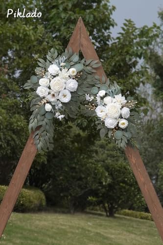 Faux Flower Swag Set for Wedding Arch & Sign Decor - White - Set of 2