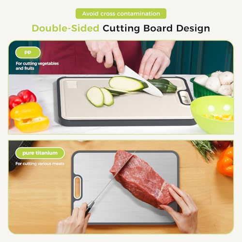 Titanium Cutting Board, Double Sided Food Grade Pure Titanium/PP,