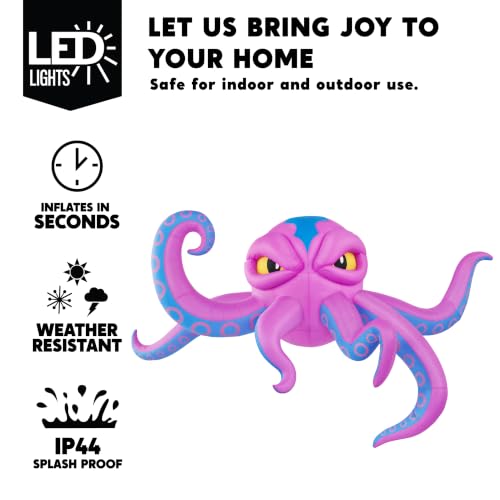 JOYIN 10FT Blue Tentacled Halloween Inflatable Rooftop Octopus with LED Lights