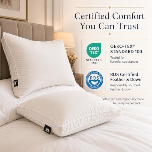 King Goose Down & Feather Pillow Set of 2 - Luxury Hotel-Grade Support