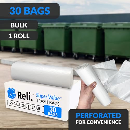 Heavy Duty 95 Gallon Trash Bags with Twist Ties - Made in USA