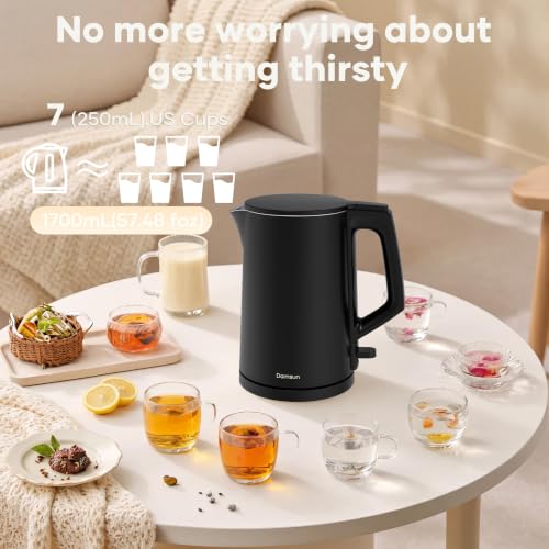 Damsun 1.7L Electric Kettle - 1500W Rapid Boil, Stainless Steel, Cool Touch