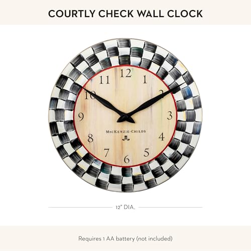 Wall Clock - Black and White Courtly Check Pattern - MacKenzie-Childs - Unique Home Decor