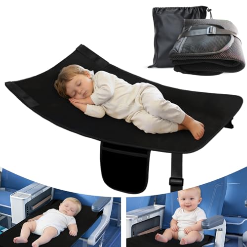 Toddler Airplane Bed for Kids Jet Black Travel Footrest & Seat Extender