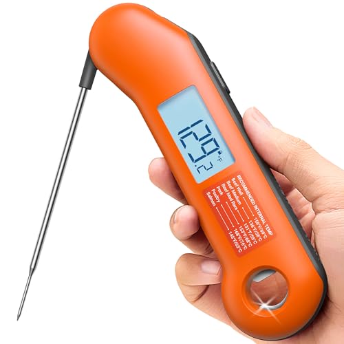 Orange & Gray Digital Meat Thermometer – 0.5 Sec Fast, NIST Certified, Waterproof