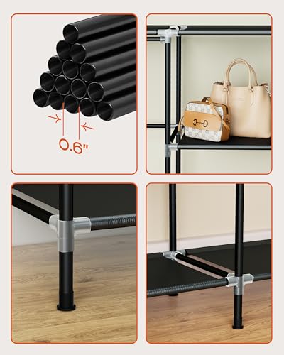 Portable Closet Wardrobe with Cover - 66.9 Inch Large Capacity Clothes Organizer with Shelves & 4 Hanging Rods - Black, Variation of THIS listing