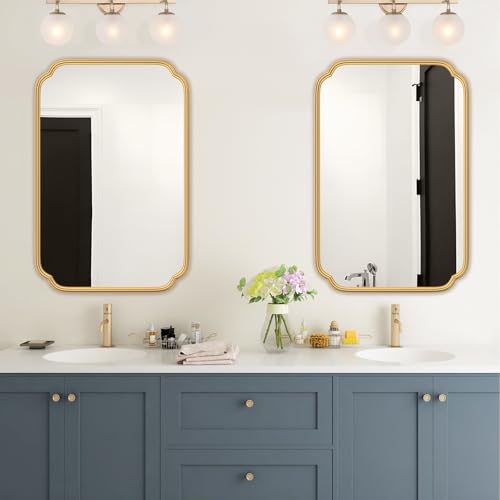Gold Bathroom Vanity Mirror 24x36 Inch Wall-Mounted Modern Rectangular with Metal Frame - Variation of THIS listing