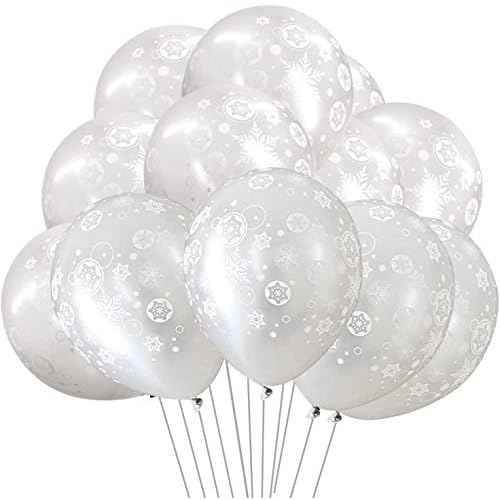 100PCS Christmas Snowflake Latex Balloons - Winter Wonderland/Xmas/Holiday Birthday Wedding Baby Shower Party Decorations Supplies Favors Clear Snowflakes Decor