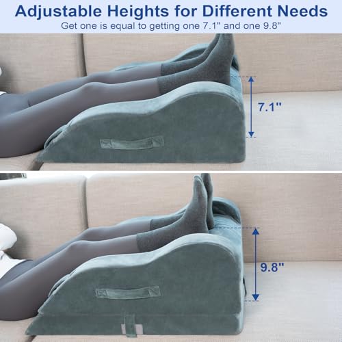 Grey Double Leg Elevation Pillow for Post-Surgery Recovery, Adjustable Height
