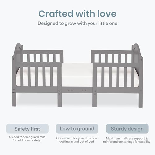 Toddler Convertible Bed with Guard Rails & Safety Certification - Storm Grey, 3-in-1