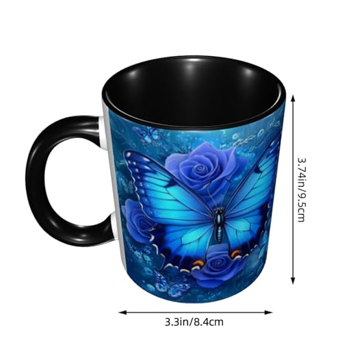 Beige Butterfly Coffee Mug 11 OZ Ceramic Tea Cup - Microwave & Dishwasher Safe Gift
