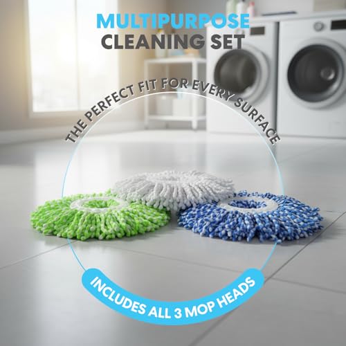 Red Simpli-Magic Spin Mop Cleaning System with 3 Microfiber Heads