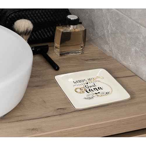 WODMIS Great Nana Gifts Ceramic Jewelry Tray Dish, Great Gifts From Granddaughter Grandson, Grandma Birthday Gift Jewelry Plate Ring Dish, Christmas Mother's Day Gifts For Great Grandma 315