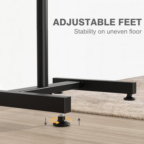 TVON Black Floor TV Stand for 13-50 inch Flat & Curved Screens, 44 lbs Capacity, Adjustable Height & VESA Mount