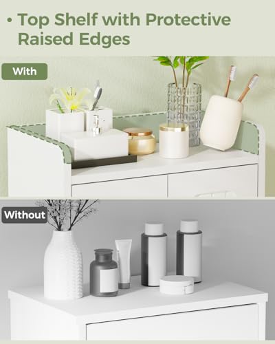 BEWISHOME Small White Bathroom Floor Cabinet for Toilet Paper & Storage