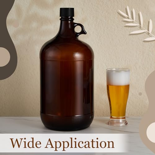 4 Pack 1 Gallon Amber Glass Jugs with Seal Lid for Home Brewing & Fermentation