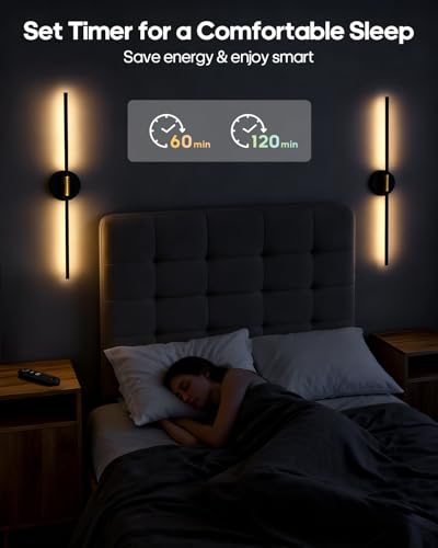 GOODEA Battery Operated Wall Sconces Set of 2 - Magnetic & Dimmable, Wireless, Rechargeable, Adjustable, Modern Lighting