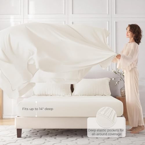 MUXHOMO Ivory Queen Comforter Set 7 Pieces Seersucker Bedding All Season
