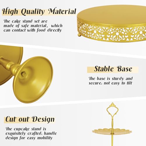 Gold 8-Piece Cake Stand Set Metal Dessert Display Tiered Serving Trays