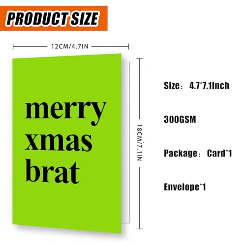 Funny Xmas Brat Greeting Card for Birthdays & Christmas - Glitter Holiday Card for 18th, 21st, 25th, 30th