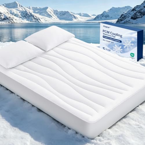 Elegear Cooling Mattress Pad Queen with Arc-Chill 3.0, White - Hot Sleeper Relief
