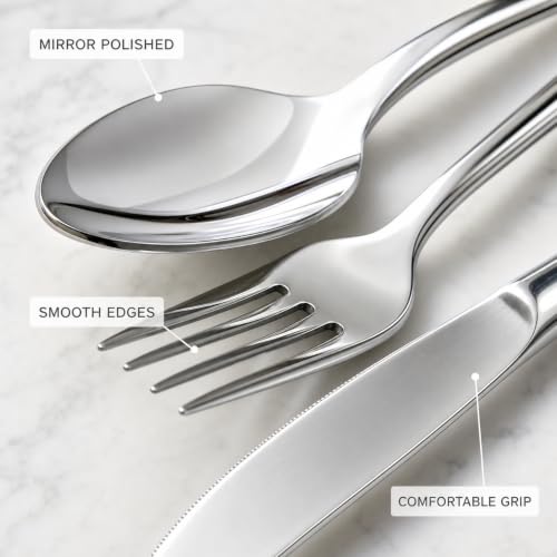 Nice Kitchen 60-Piece Silverware Set for 20 - Stainless Steel Flatware, Dishwasher Safe