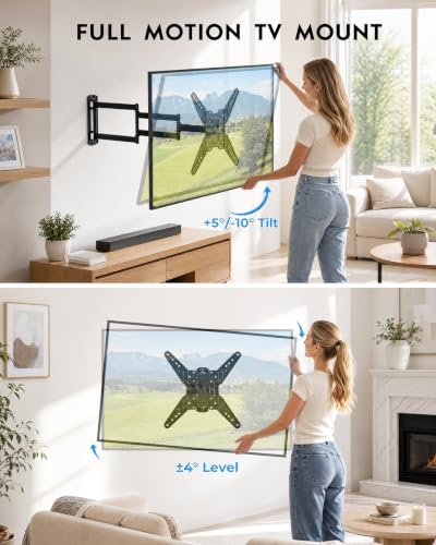 BONTEC Long Arm TV Wall Mount for 26–65 Inch Screens - Full Motion & 37.4" Extension