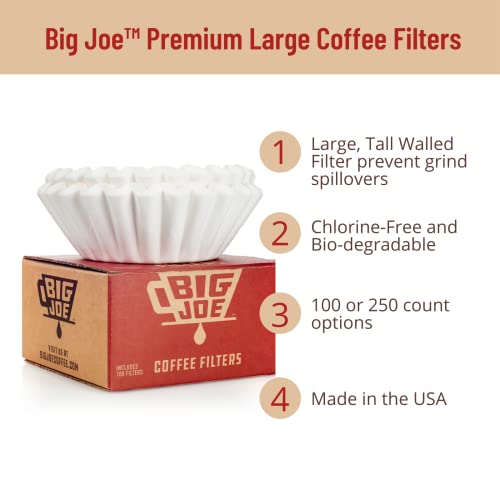 Big Joe 500 Count Large Commercial Coffee Filters - Extra Tall Walls for BUNN & Drip Machines