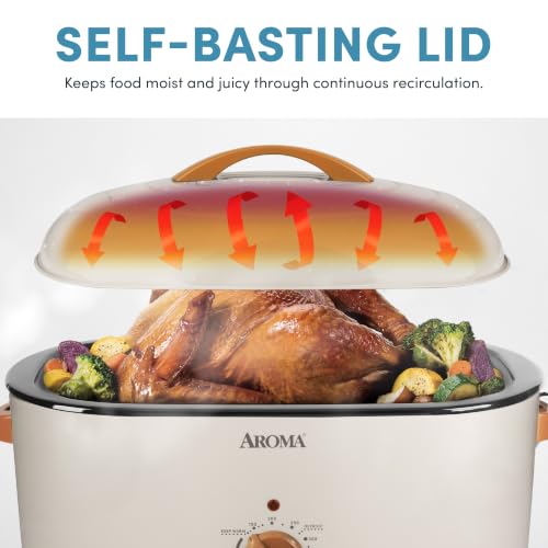 Aroma 22 Qt. Roaster Oven with Self-Basting Lid - Sandstone Variation