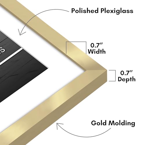 Americanflat Gold 28x40 Poster Frame with Mat - Slim Molding, Pack of 1