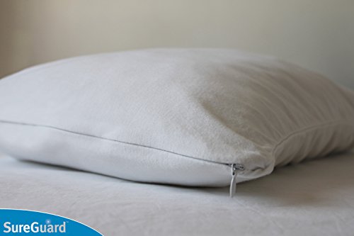 SureGuard King Size Waterproof Cotton Pillow Protectors Set of 2 - Hypoallergenic & Bed Bug Proof - Smooth Zippered Encasements