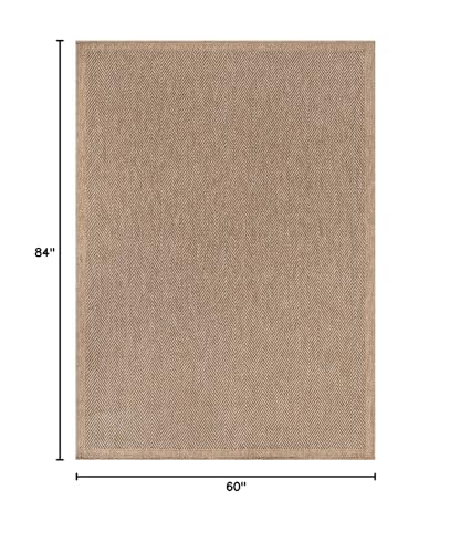 Outdoor Indoor Jute Rug 5x7 Herringbone Natural Fiber Area Rug for Living Room Patio
