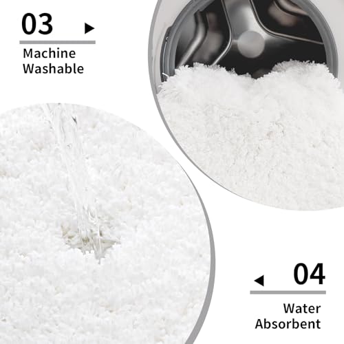 Disolla White Bathroom Rug 24x36 Microfiber Non-Slip Plush Bath Mat - Thick & Absorbent