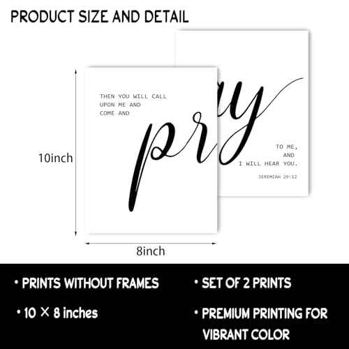 Bible Verse Wall Art Decor, Black Christian Poster, Black Inspirational Prints, Family Christian Pictures Wall Decor, Paintings for Living Room Bedroom Home Decoration- Pray to Me -2Pcs(No Frame)