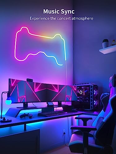 Meevt RGB IC Neon Rope Lights 16.4ft LED Strip, Smart Dimmer, Voice Control