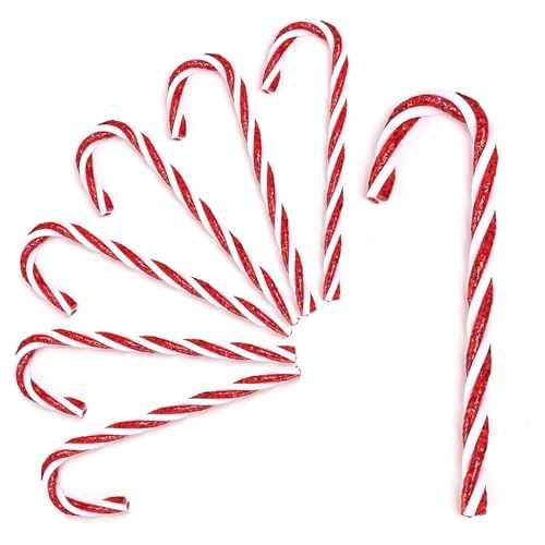 DAHI 32pcs Christmas Candy Cane Ornament Plastic Christmas Tree Hanging Ornament Twisted Red and White Crutch Candy Canes for Xmas Home Christmastree Decoration(red 12cm)
